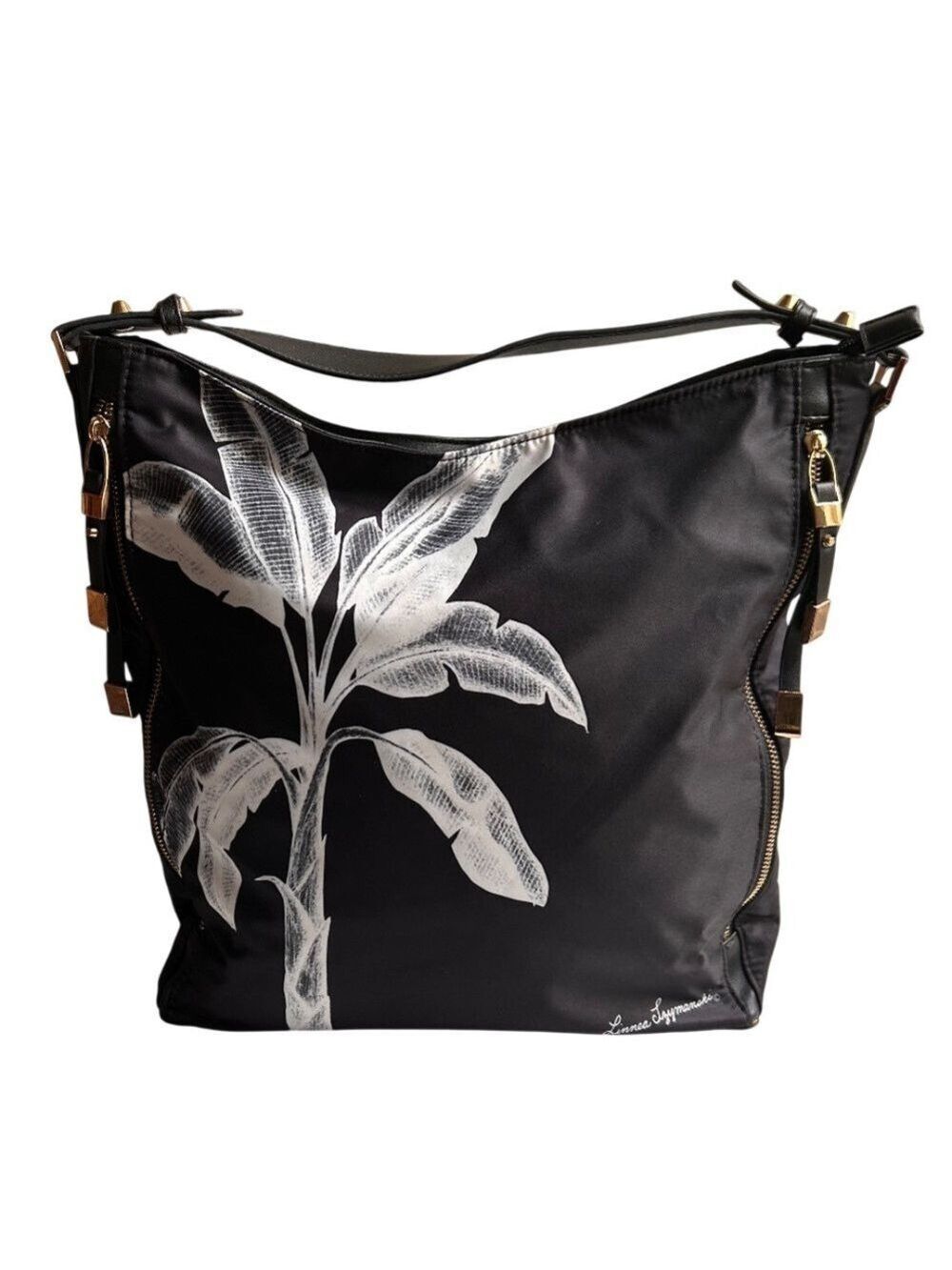 Linnea Szymański Banana Leaf Black & White Hobo Tote Bag *LIKE NEW*